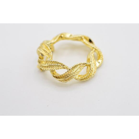 Gerry's Vintage Statement Pin Brooch Brushed Gold Textured Wreath Signed Bin1 - Picture 8 of 11